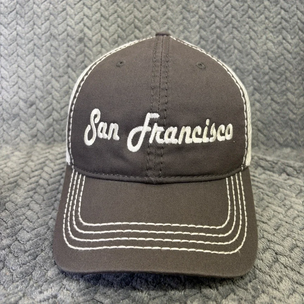 Fahrenheit San Francisco Trucker Hat Grey White Mesh Snapback Cap 5438